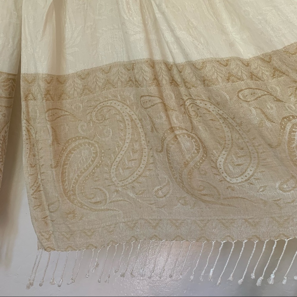 Embroidered Color-Block Shawl - Size Os - image 3